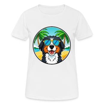Bernese Mountain Dog Breed Cartoon Sunglass Beach - Women's Breathable T-Shirt - white - Front - AI Model Female 172 dark (172cm)