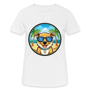Aidi Chien Race Dessin Animé Lunettes De Soleil Plage - T-shirt respirant Femme - blanc - Devant - AI Model Female 172 dark (172cm)