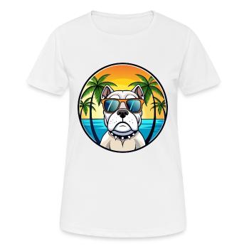 Bouledogue américain race dessin animé lunettes de soleil plage - T-shirt respirant Femme - blanc - Devant - AI Model Female 172 dark (172cm)