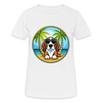 Basset Artesien Normand Dog Breed Cartoon Beach - Women's Breathable T-Shirt - white - Front - AI Model Female 172 dark (172cm)