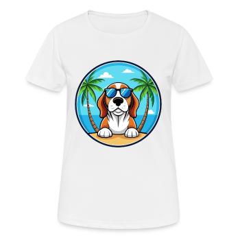 Basset Bleu De Gascogne Dog Breed Cartoon Beach - Women's Breathable T-Shirt - white - Front - AI Model Female 172 dark (172cm)