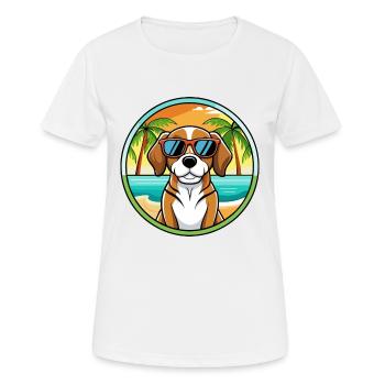 Beagle Harrier Hunderasse Cartoon Sonnenbrille Strand - Frauen T-Shirt atmungsaktiv - Weiß - Vorne - AI Model Female 172 dark (172cm)