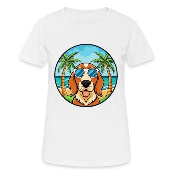 Basset Fauve De Bretagne Dog Breed Cartoon Beach - Women's Breathable T-Shirt - white - Front - AI Model Female 172 dark (172cm)