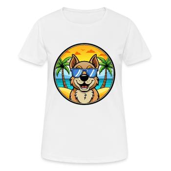 Berger De Beauce Hunderasse Cartoon Sonnenbrille Strand - Frauen T-Shirt atmungsaktiv - Weiß - Vorne - AI Model Female 172 dark (172cm)
