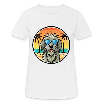 Bergamasco Shepherd Dog Breed Cartoon Sunglasses - Women's Breathable T-Shirt - white - Front - AI Model Female 172 dark (172cm)