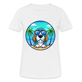 Lunettes de soleil de dessin animé Blue Gascony Basset Dog Breed - T-shirt respirant Femme - blanc - Devant - AI Model Female 172 dark (172cm)