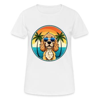 Cocker américain Spaniel Race de chien Cartoon Beach - T-shirt respirant Femme - blanc - Devant - AI Model Female 172 dark (172cm)