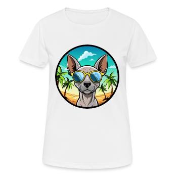 American Hairless Terrier Chien Race Dessin Animé Plage - T-shirt respirant Femme - blanc - Devant - AI Model Female 172 dark (172cm)