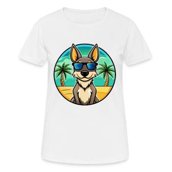 Australian Kelpie Dog Breed Cartoon Sunglass Beach - Women's Breathable T-Shirt - white - Front - AI Model Female 172 dark (172cm)