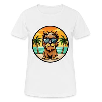 Lunettes de soleil de dessin animé de race de chien griffon belge plage - T-shirt respirant Femme - blanc - Devant - AI Model Female 172 dark (172cm)