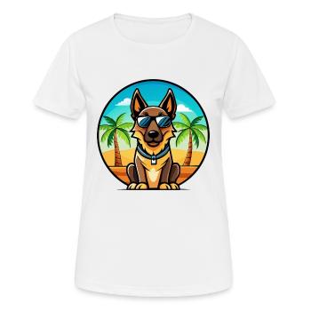 Belge Malinois Chien Race Dessin Animé Lunettes De Soleil Plage - T-shirt respirant Femme - blanc - Devant - AI Model Female 172 dark (172cm)