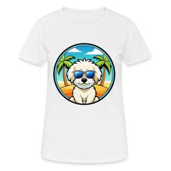 Bichon frisé race de chien dessin animé lunettes de soleil plage - T-shirt respirant Femme - blanc - Devant - AI Model Female 172 dark (172cm)