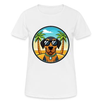 Black And Tan Coonhound Dog Breed Cartoon Beach - Women's Breathable T-Shirt - white - Front - AI Model Female 172 dark (172cm)