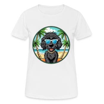 Lunettes de soleil de dessin animé de race de chien terrier russe noir - T-shirt respirant Femme - blanc - Devant - AI Model Female 172 dark (172cm)