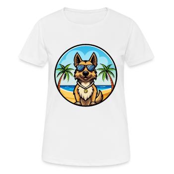 Bohemian Shepherd Dog Breed Cartoon Sunglass Beach - Women's Breathable T-Shirt - white - Front - AI Model Female 172 dark (172cm)