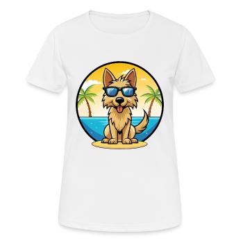 Berger Picard Chien Race Dessin Animé Lunettes de Soleil Plage - T-shirt respirant Femme - blanc - Devant - AI Model Female 172 dark (172cm)