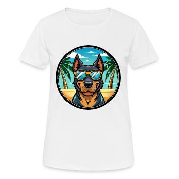 Beauceron Dog Breed Cartoon Sunglasses Beach - Women's Breathable T-Shirt - white - Front - AI Model Female 172 dark (172cm)