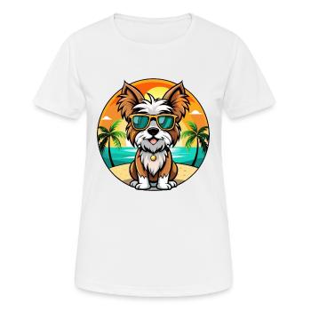 Biewer Terrier Dog Breed Cartoon Sunglasses Beach - Women's Breathable T-Shirt - white - Front - AI Model Female 172 dark (172cm)