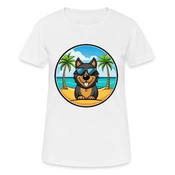 Lunettes de soleil de race de chien de chien de la Forêt-Noire - T-shirt respirant Femme - blanc - Devant - AI Model Female 172 dark (172cm)