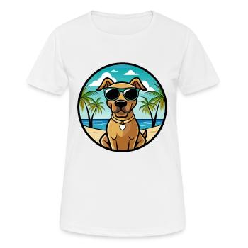 Black Mouth Cur Dog Breed Cartoon Sunglasses Beach - Women's Breathable T-Shirt - white - Front - AI Model Female 172 dark (172cm)