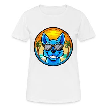 Blue Heeler Dog Breed Cartoon Sunglasses Beach - Women's Breathable T-Shirt - white - Front - AI Model Female 172 dark (172cm)