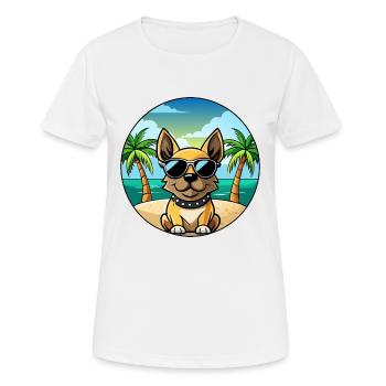 Braque Français Hunderasse Cartoon Sonnenbrille Strand - Frauen T-Shirt atmungsaktiv - Weiß - Vorne - AI Model Female 172 dark (172cm)
