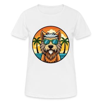 Briard Dog Breed Cartoon Sunglasses Beach - Women's Breathable T-Shirt - white - Front - AI Model Female 172 dark (172cm)