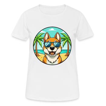 Canaan Chien Race Dessin Animé Lunettes De Soleil Plage - T-shirt respirant Femme - blanc - Devant - AI Model Female 172 dark (172cm)