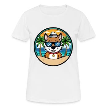 Cao De Seo Miguel Race De Chien Dessin Animé Plage - T-shirt respirant Femme - blanc - Devant - AI Model Female 172 dark (172cm)