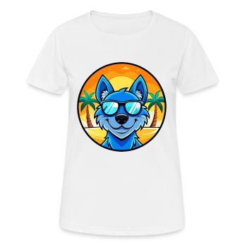 Lunettes de soleil de dessin animé de race de chien en dentelle bleue plage - T-shirt respirant Femme - blanc - Devant - AI Model Female 172 dark (172cm)