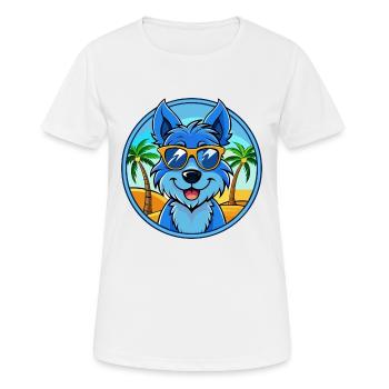 Blue Paul Terrier Chien Race Dessin Animé Lunettes De Soleil Plage - T-shirt respirant Femme - blanc - Devant - AI Model Female 172 dark (172cm)