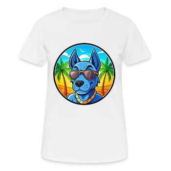 Blaue thailändische Ridgeback Hunderasse Cartoon Sonnenbrille - Frauen T-Shirt atmungsaktiv - Weiß - Vorne - AI Model Female 172 dark (172cm)
