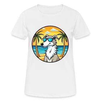 Borzoi Dog Breed Cartoon Sunglasses Beach - Women's Breathable T-Shirt - white - Front - AI Model Female 172 dark (172cm)
