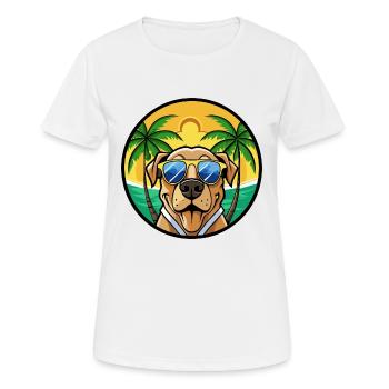 Brasilianische Dogge Hunderasse Cartoon Sonnenbrille Strand - Frauen T-Shirt atmungsaktiv - Weiß - Vorne - AI Model Female 172 dark (172cm)