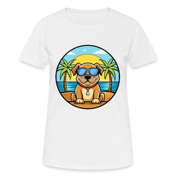 Broholmer Hunderasse Cartoon Sonnenbrille Strand - Frauen T-Shirt atmungsaktiv - Weiß - Vorne - AI Model Female 172 dark (172cm)