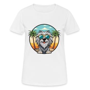 Bergamasco Sheepdog Breed Cartoon Sunglasses Beach - Women's Breathable T-Shirt - white - Front - AI Model Female 172 dark (172cm)