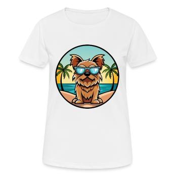 Griffon de Bruxelles Race De Chien Dessin Animé Lunettes De Soleil Plage - T-shirt respirant Femme - blanc - Devant - AI Model Female 172 dark (172cm)