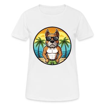 Bull Boxer Chien Race Dessin Animé Lunettes De Soleil Plage - T-shirt respirant Femme - blanc - Devant - AI Model Female 172 dark (172cm)