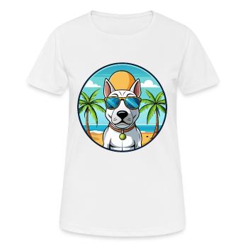 Bull Terrier Dog Breed Cartoon Sunglasses Beach - Women's Breathable T-Shirt - white - Front - AI Model Female 172 dark (172cm)