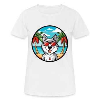 Lunettes de soleil de dessin animé de race de chien esquimau canadien plage - T-shirt respirant Femme - blanc - Devant - AI Model Female 172 dark (172cm)