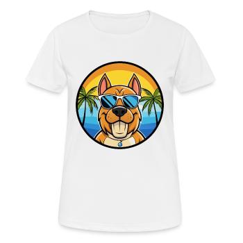 Kanarische Warren Hound Hunderasse Cartoon Sonnenbrille - Frauen T-Shirt atmungsaktiv - Weiß - Vorne - AI Model Female 172 dark (172cm)