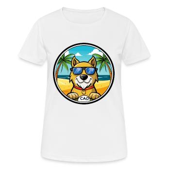 Cao De Gado Transmontano Hunderasse Cartoon Strand - Frauen T-Shirt atmungsaktiv - Weiß - Vorne - AI Model Female 172 dark (172cm)