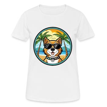Cao De Castro Laboreiro Race De Chien Dessin Animé Plage - T-shirt respirant Femme - blanc - Devant - AI Model Female 172 dark (172cm)
