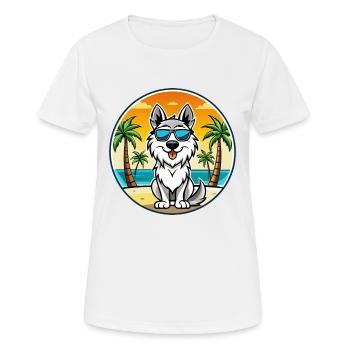 Lunettes de soleil de race de chien de berger des Carpates - T-shirt respirant Femme - blanc - Devant - AI Model Female 172 dark (172cm)