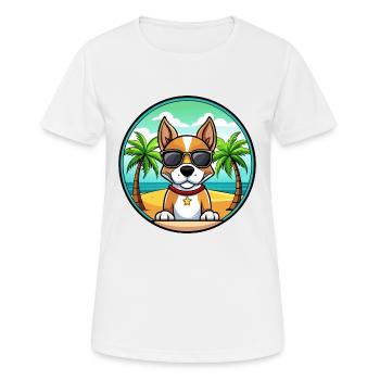 Terrier brésilien chien race dessin animé lunettes de soleil plage - T-shirt respirant Femme - blanc - Devant - AI Model Female 172 dark (172cm)