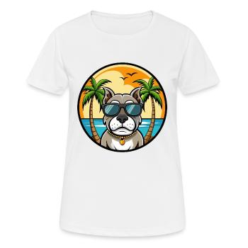 Bully Kutta Chien Race Dessin Animé Lunettes De Soleil Plage - T-shirt respirant Femme - blanc - Devant - AI Model Female 172 dark (172cm)