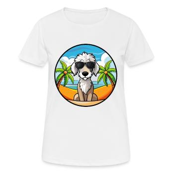 Bedlington Terrier Hunderasse Cartoon Sonnenbrille - Frauen T-Shirt atmungsaktiv - Weiß - Vorne - AI Model Female 172 dark (172cm)