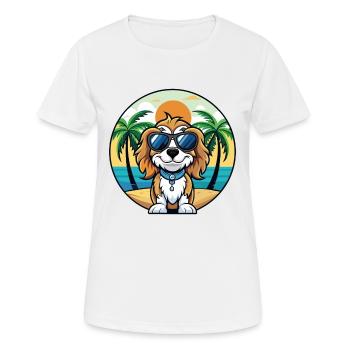 Cavalier Dog Breed Cartoon Sunglasses Beach - Women's Breathable T-Shirt - white - Front - AI Model Female 172 dark (172cm)