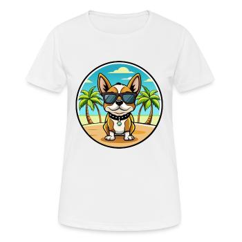 Continental Toy Spaniel Dog Breed Cartoon Beach - Women's Breathable T-Shirt - white - Front - AI Model Female 172 dark (172cm)