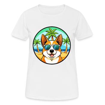 Corgi Dog Breed Cartoon Sunglasses Beach - Women's Breathable T-Shirt - white - Front - AI Model Female 172 dark (172cm)